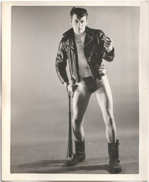 Leather Man Holding Whip: Kris Studio vintage gay photo