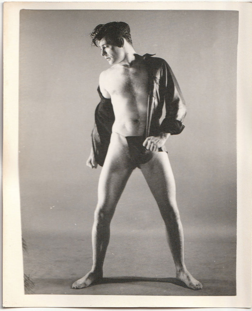 Posing Strap and Leather Jacket: Kris Studio vintage gay physique photo