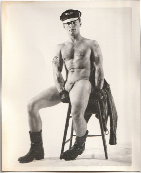 Kris Studio: John Savage Sitting on Stool vintage gay physique photo
