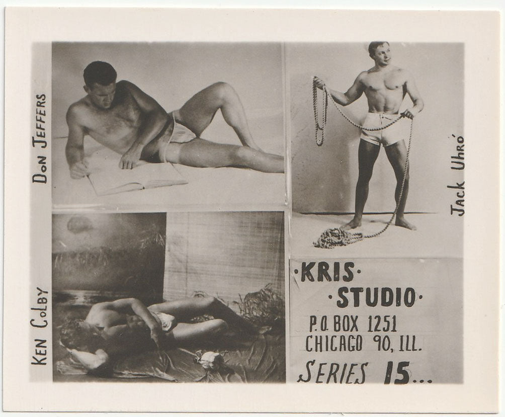 Mini catalog photo Series #15 from Kris Studio, Chicago. Features Ken Colby, Don Jeffers and Jack Uhro.