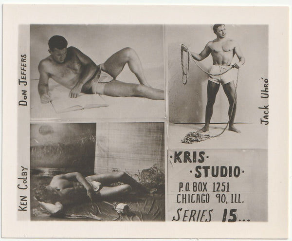 Mini catalog photo Series #15 from Kris Studio, Chicago. Features Ken Colby, Don Jeffers and Jack Uhro.