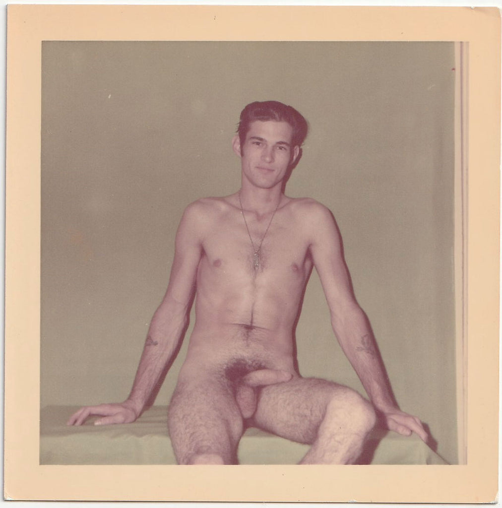 Male Nude with Sexy Smile vintage gay color snapshot