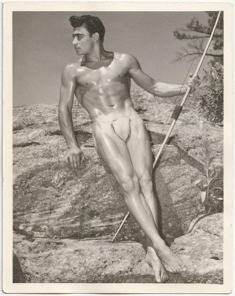 Western Photo Guild Nude Holding Bow vintage gay photo.