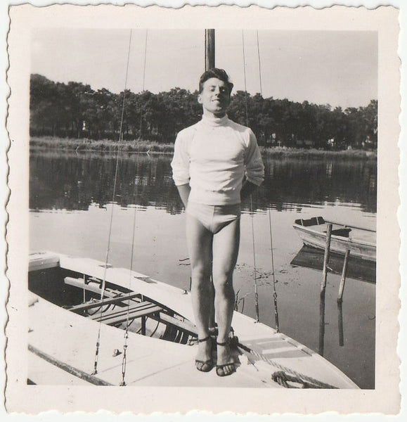 Man Up Against Mast vintage gay photo