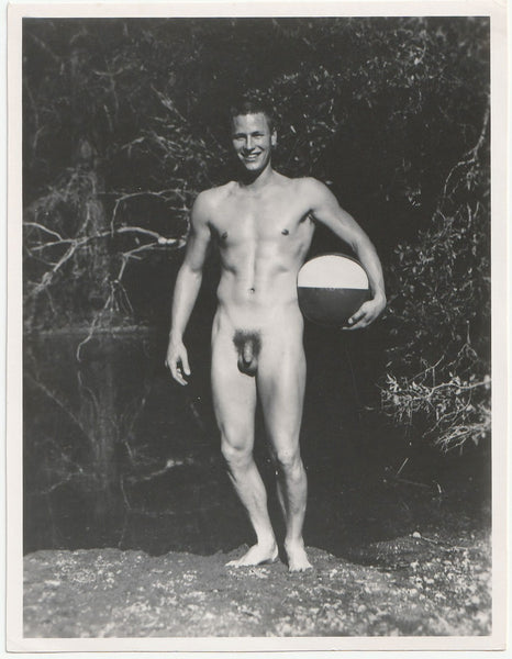 Male Nude Holding Beach Ball vintage gay photo