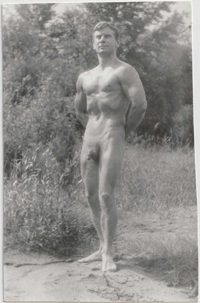 Original vintage photo of a muscular, handsome male nude identified Maciej Karas