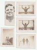 Lot of five mini photos of military guys working out, flexing and smiling. Men are identified in pencil on verso.