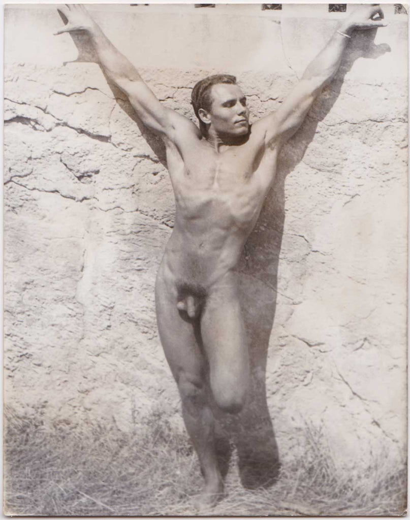 Male Nude Standing Against Wall vintage gay photo