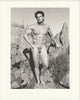 Bodybuilder with Prickly Pear: Paul Burkhart vintage male nude physique photo.