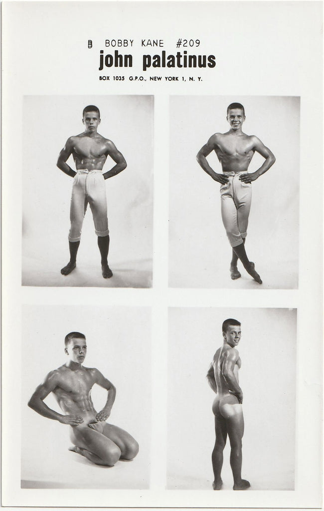Rare photographic catalog print series #209, studly little Bobby Kane, by John Palatinus.