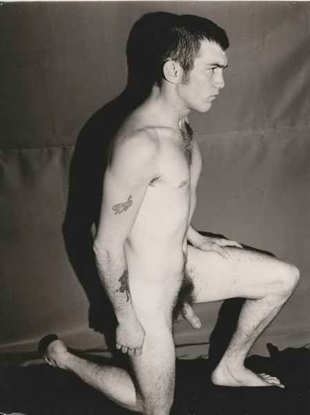 Male Nude with "Mom and Dad" Tattoo vintage gay photo