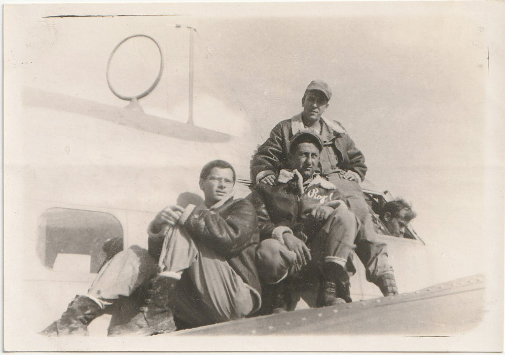 Vintage photo Flyboys on the Wing of Their Plane