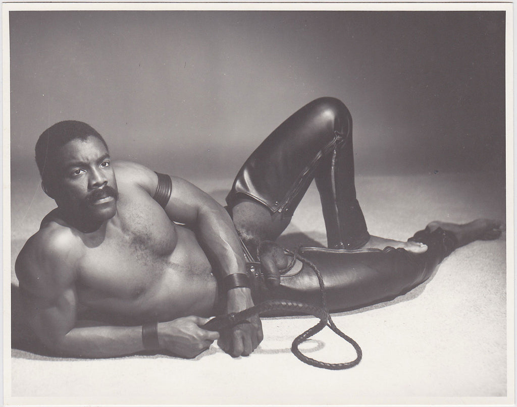 Western Photo Guild Ronnie Moore Holding Whip vintage gay physique photo