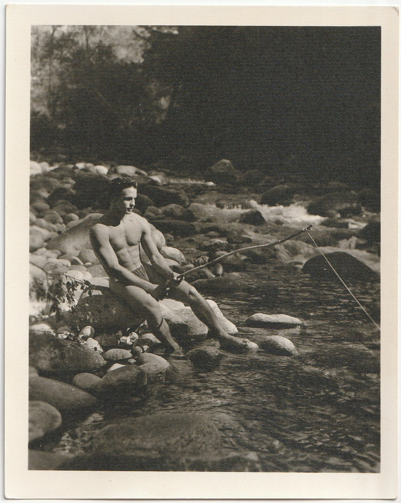 Handsome Guy Fishing vintage gay photo