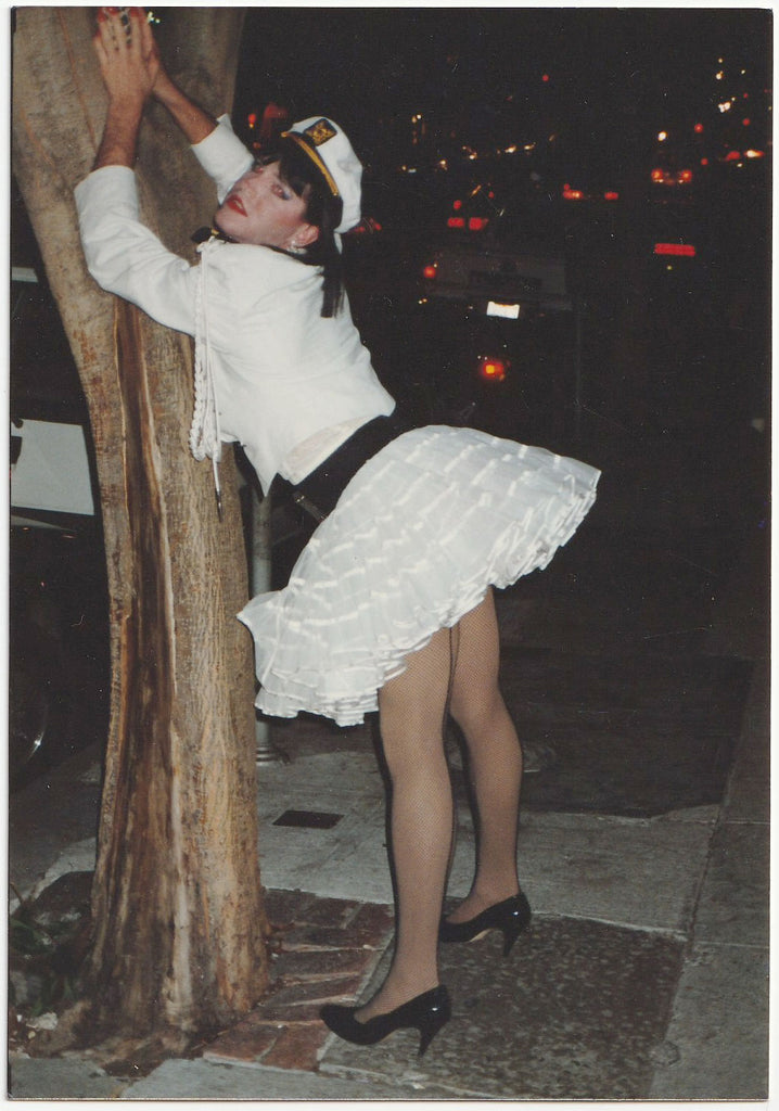 Cross Dresser Leaning Against Tree vintage gay snapshot