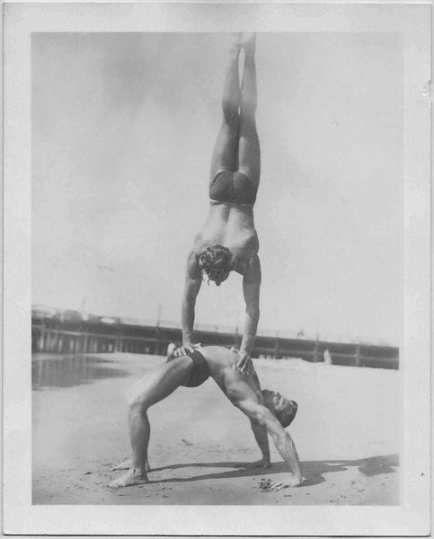 Acrobatic Duo on Beach vintage gay photo bruce of los angeles