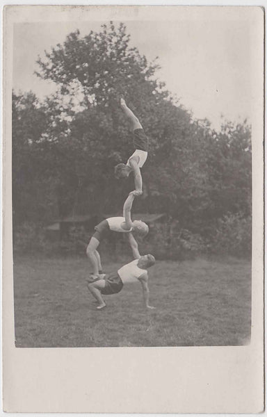 3 Hand Balancers vintage real photo postcard