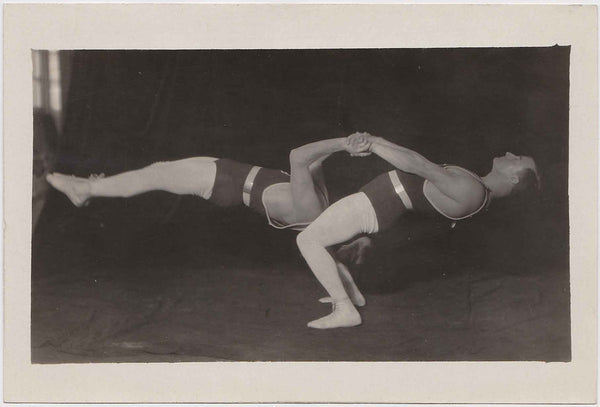 Gymnasts Doing Strange Maneuver vintage gay int photo