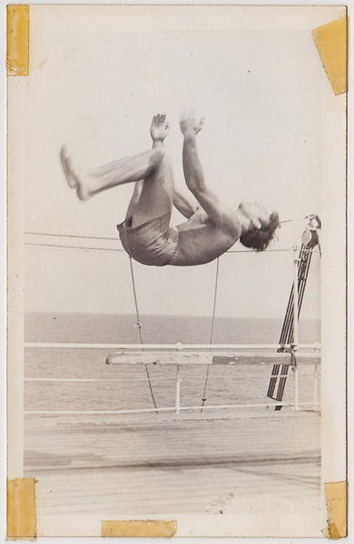 Sexy sailor captured mid-flip vintage snapshot gay interest