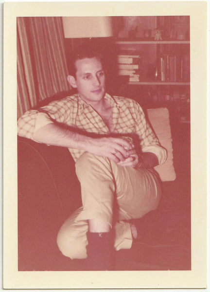 Handsome Man Holding Drink Kodacolor print dated December 1958 gay photo