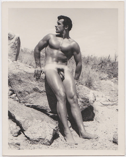 Handsome John Weidemann rests on a boulder in this photo attributed to Bruce of LA.