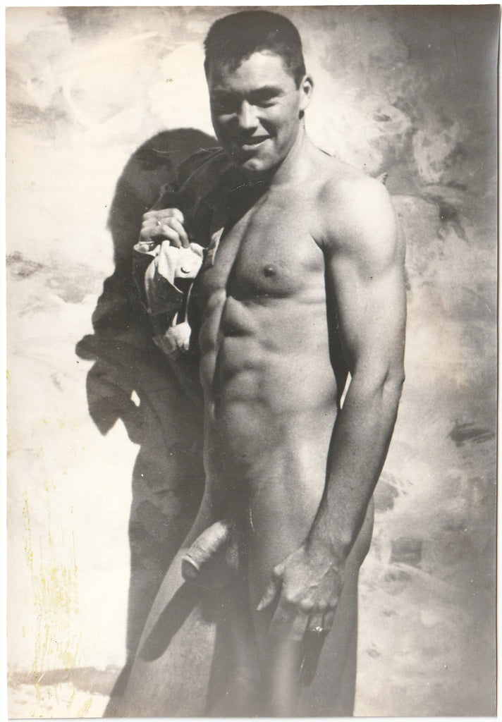 Male Nude Holding Shirt vintage erotic photo