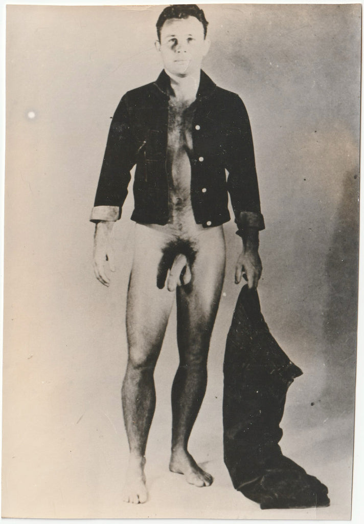 Male Nude Holding Trousers vintage gay photo