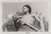 Vintage photo Kneeling view of a handsome and bare-chested man. Handwritten on verso: "Castaic, 1939."