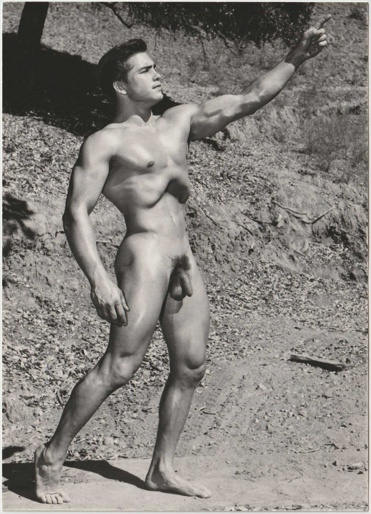 Vintage gay photo by Bruce of LA Handsome Man Pointing Up