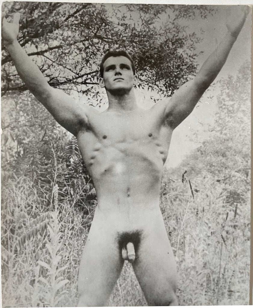 Man with Arms Raised vintage gay photo