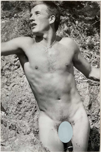 Handsome young model in a moment of religious ecstasy? Vintage gay photo