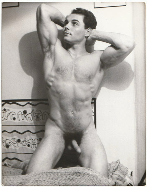 Vintage gay physique photo Male Nude on Bed: Marcel James