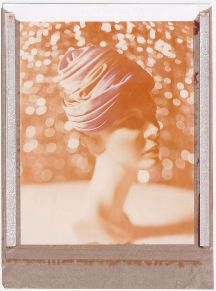 Vintage Polaroid photos Millinery Designs on Mannequins 1940s.