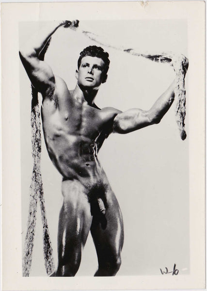 Male Nude Holding Net vintage phsyique photo