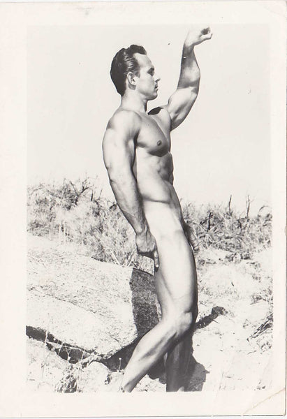 Standing Male Nude Arm Raised vintage gay physique photo
