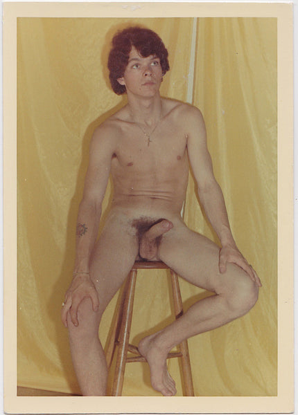 Male Nude with Gold Curtain vintage gay color photo 1970s