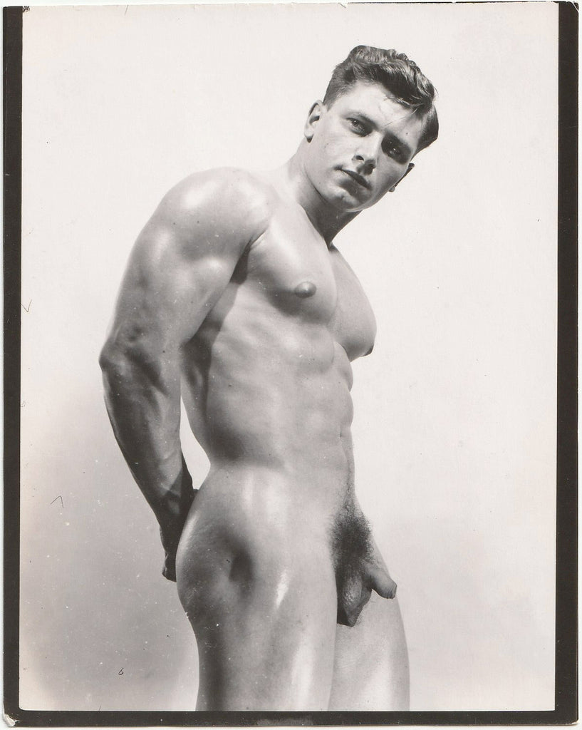 Vintage physique photo Handsome Male Nude Hands Behind Back