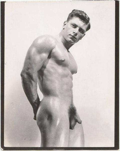 Vintage physique photo Handsome Male Nude Hands Behind Back