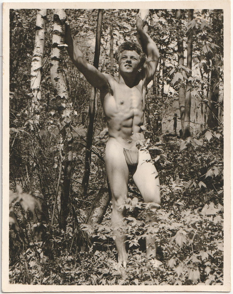 Muscular Model in Woods vintage gay physique photo.