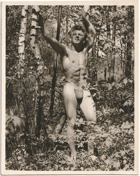 Muscular Model in Woods vintage gay physique photo.