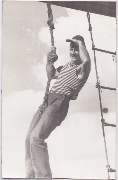 Sexy Sailor Holding onto Rigging vintage photo