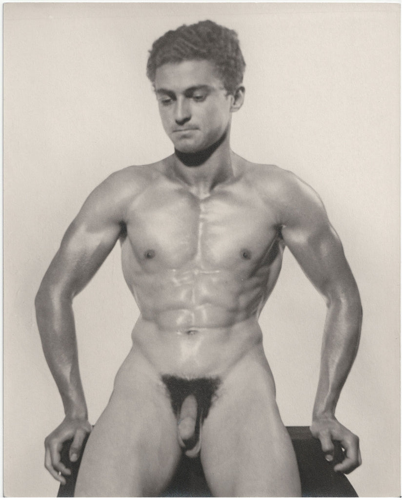 Seated Male Nude vintage physique photo