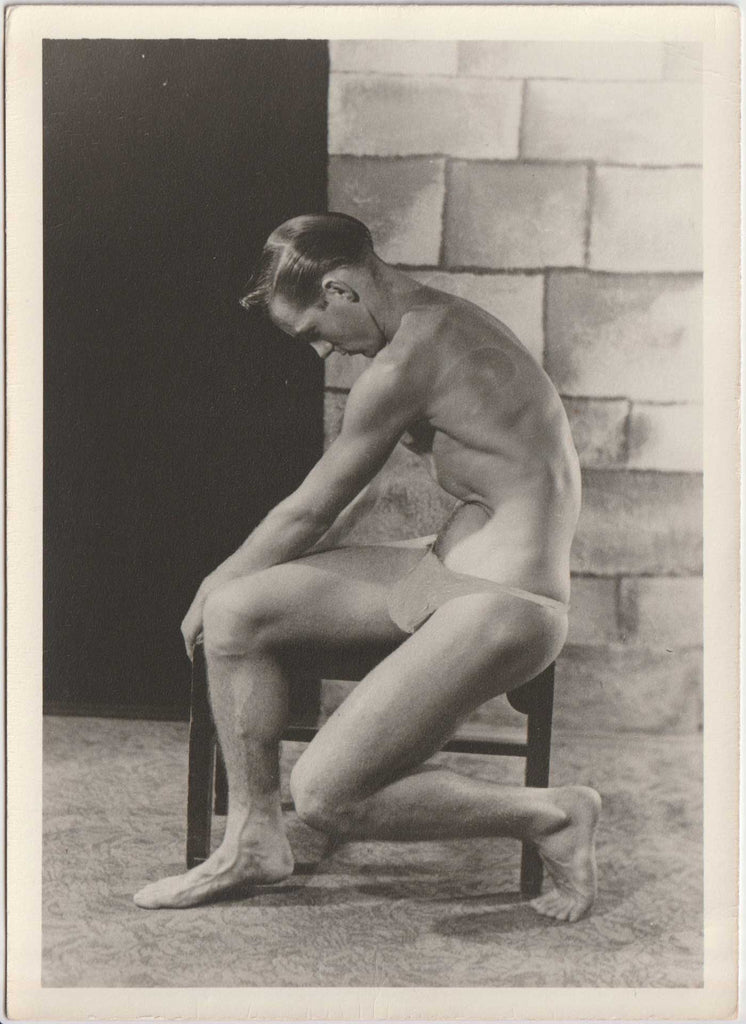 Male Nude with Painted Posing Strap vintage gay photo