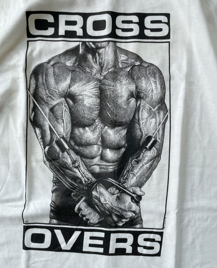 Vintage "Cross Overs" t-shirt.
Hanes Beefy T 100% cotton, size XL (46-48).
