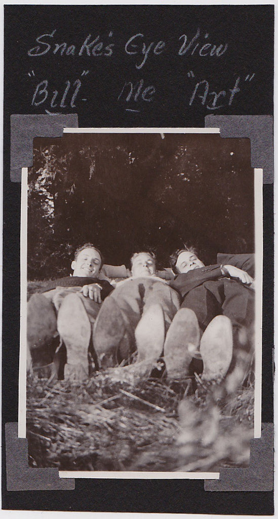 "Bill, Me and Art" lying close together in this vintage snapshot 