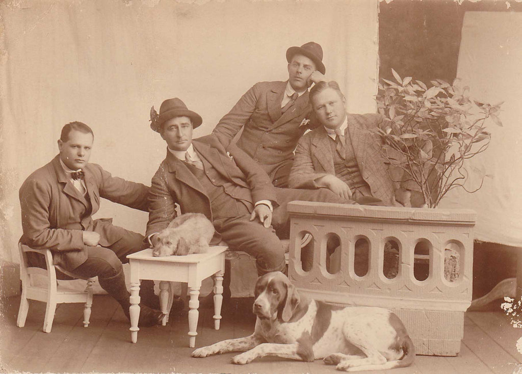 Four men in a languid composition vintage sepia photo