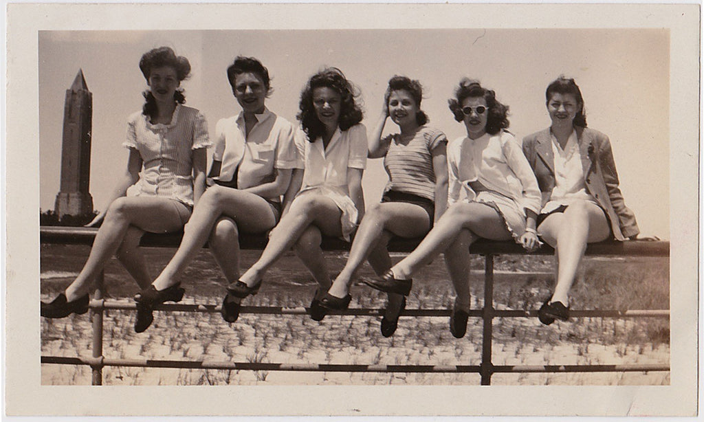 Six Women and a Phallic Tower Vintage Snapshot