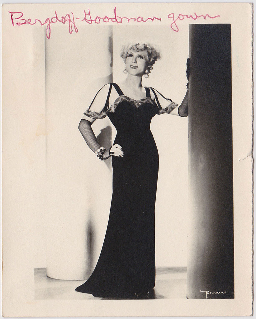 Female Impersonator in "Bergdoff-Goodman gown"
