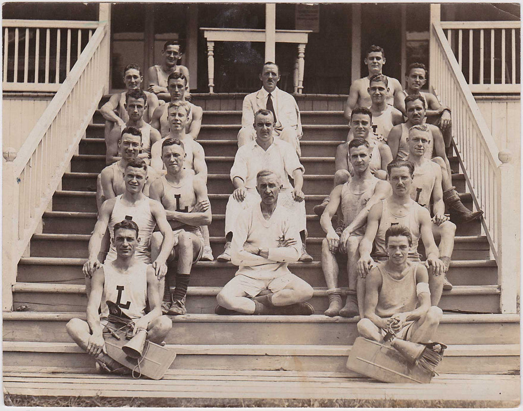 The L Team on Sitting on Steps, vintage photo