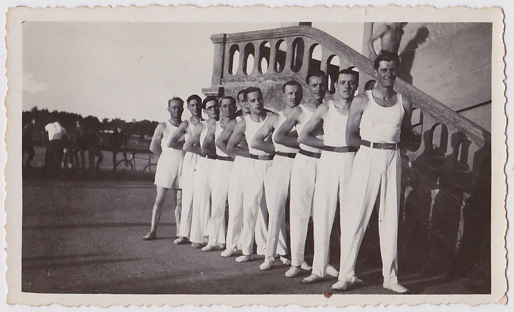 Men in Rows vintage photo men in white
